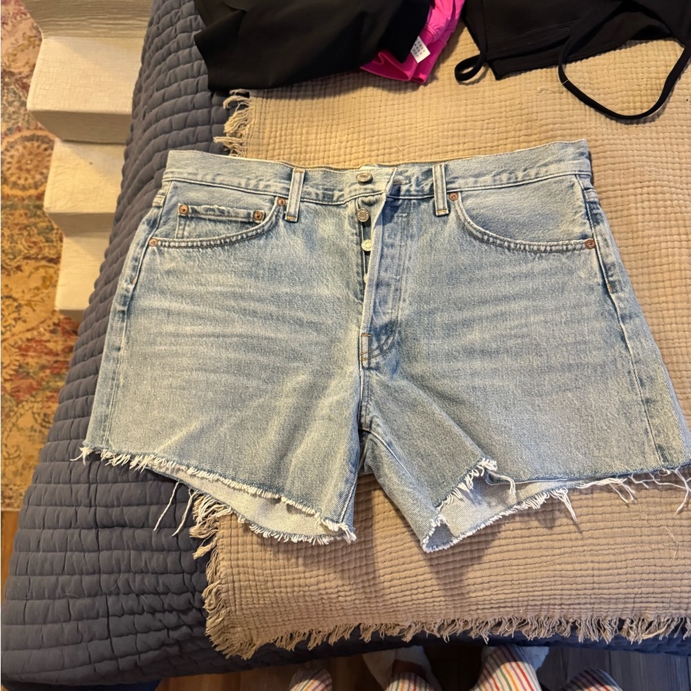 Agolde Light Blue Jean Shorts